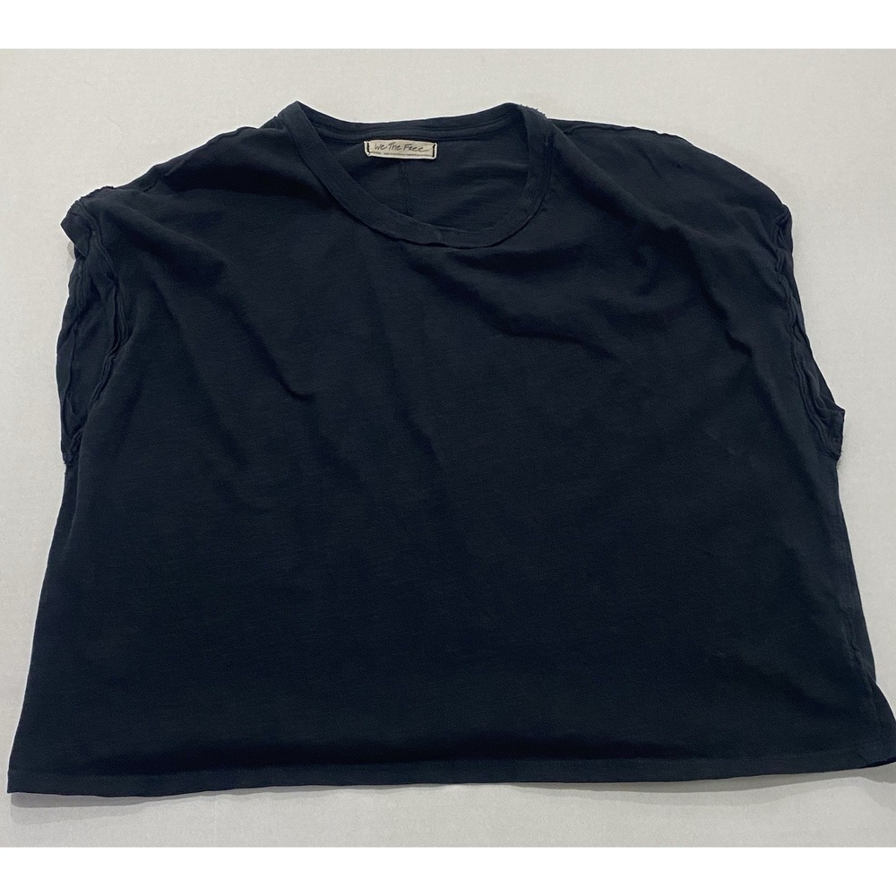 Free People We The Free Size Semi Crop Boxy Tee Shirt Blue. Medium